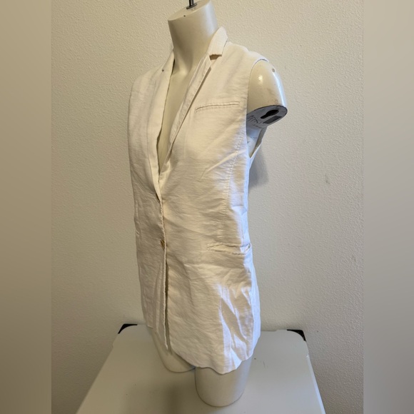 $680 Helmut Lang 2 button Linen-Blend long Vest Top 0 S - Picture 3 of 8